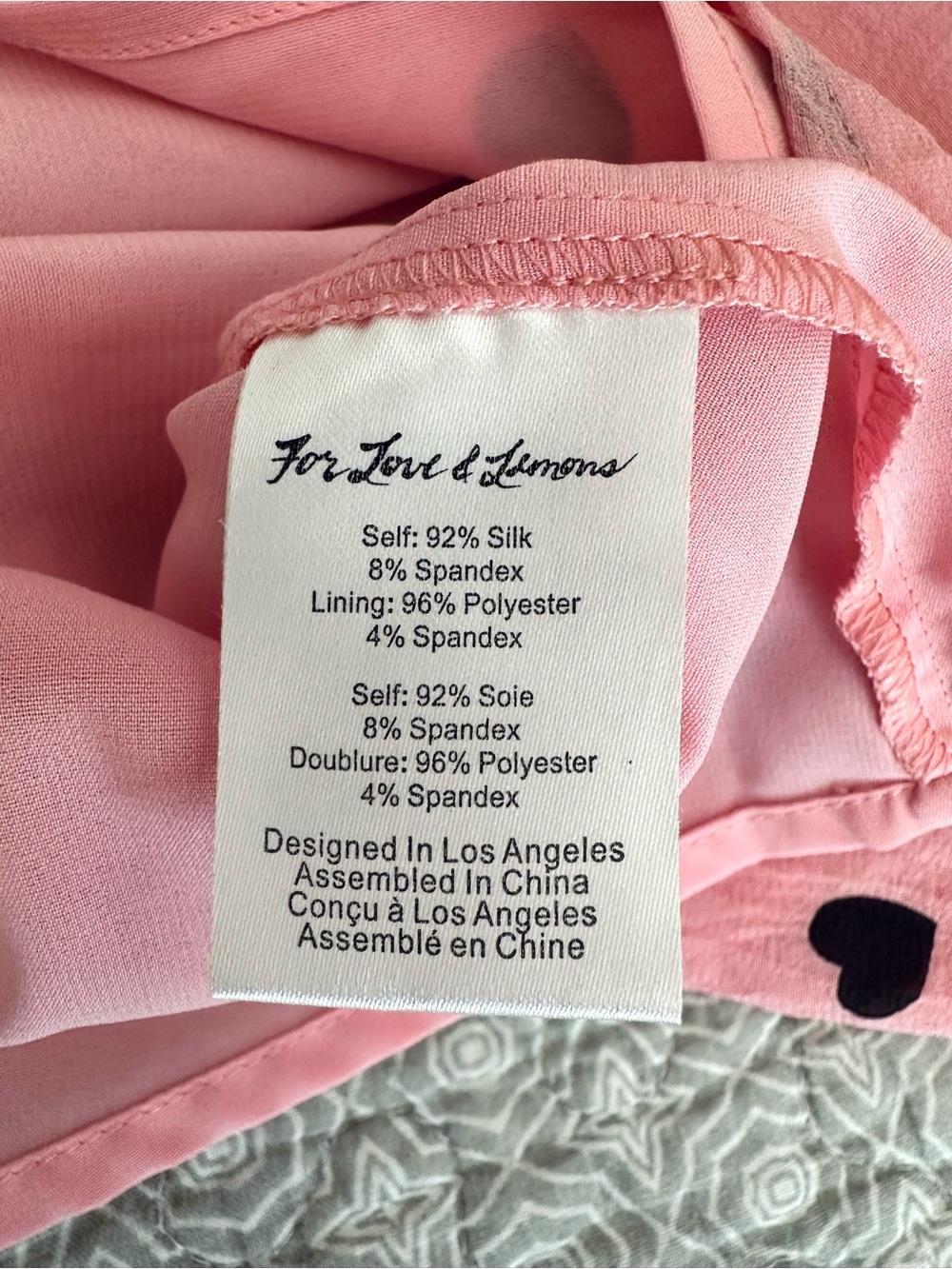 For Love & Lemons Tallulah Swing Mini Dress Silk Pink Hearts Coquette Size S - Picture 13 of 16